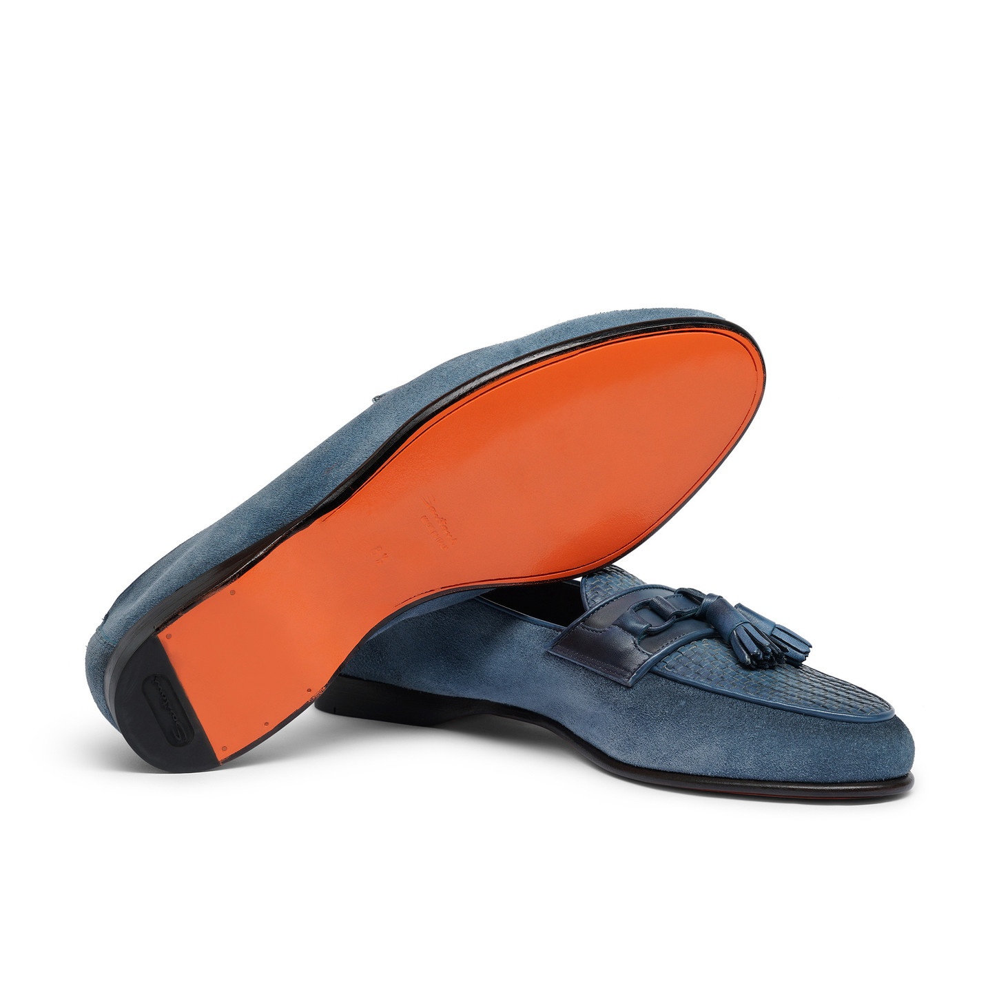Men's light blue suede and leather Andrea tassel loafer - 4