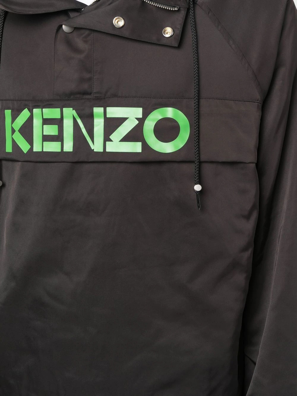 logo-print hooded satin jacket - 5