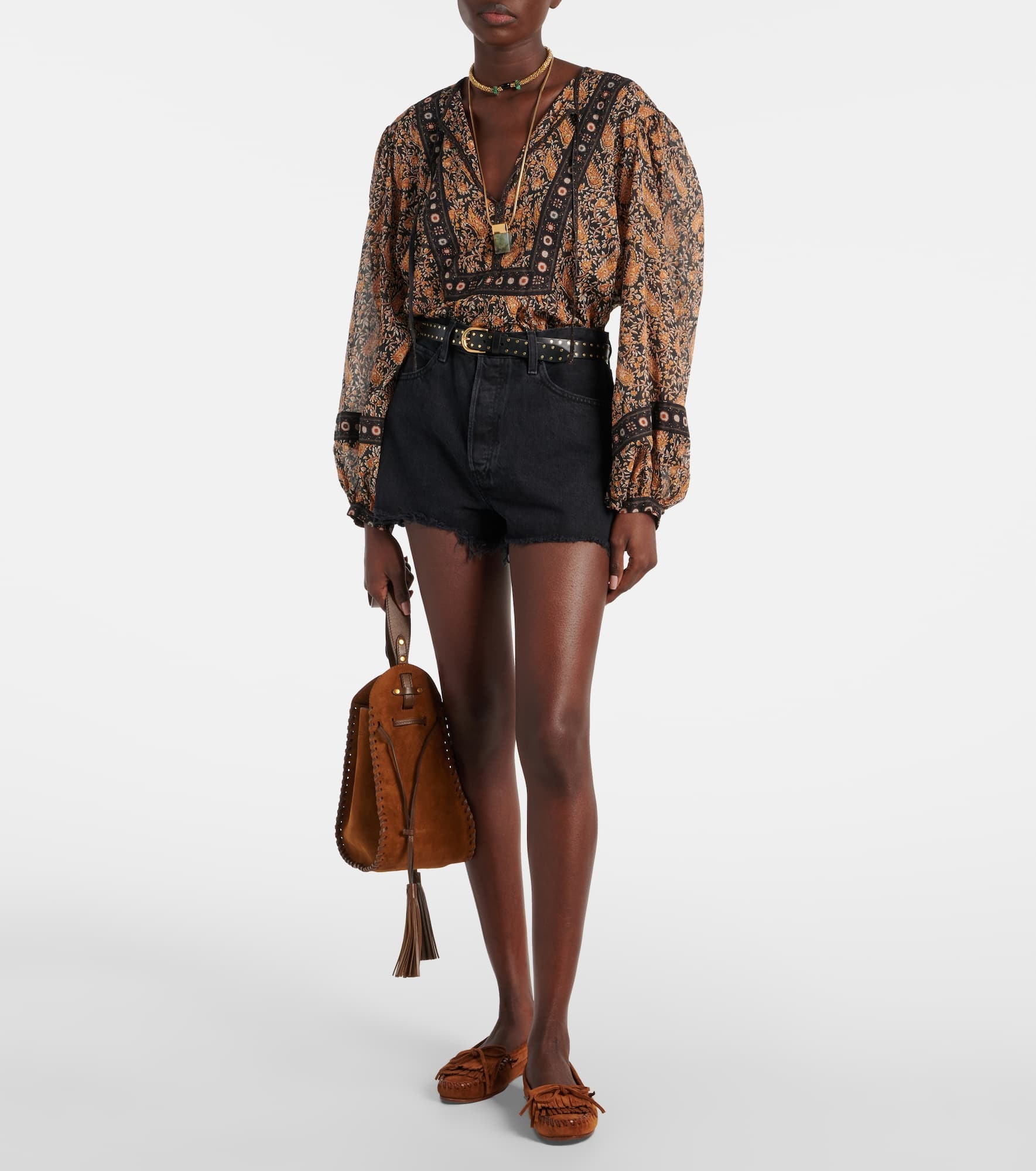 Frayed denim shorts - 2