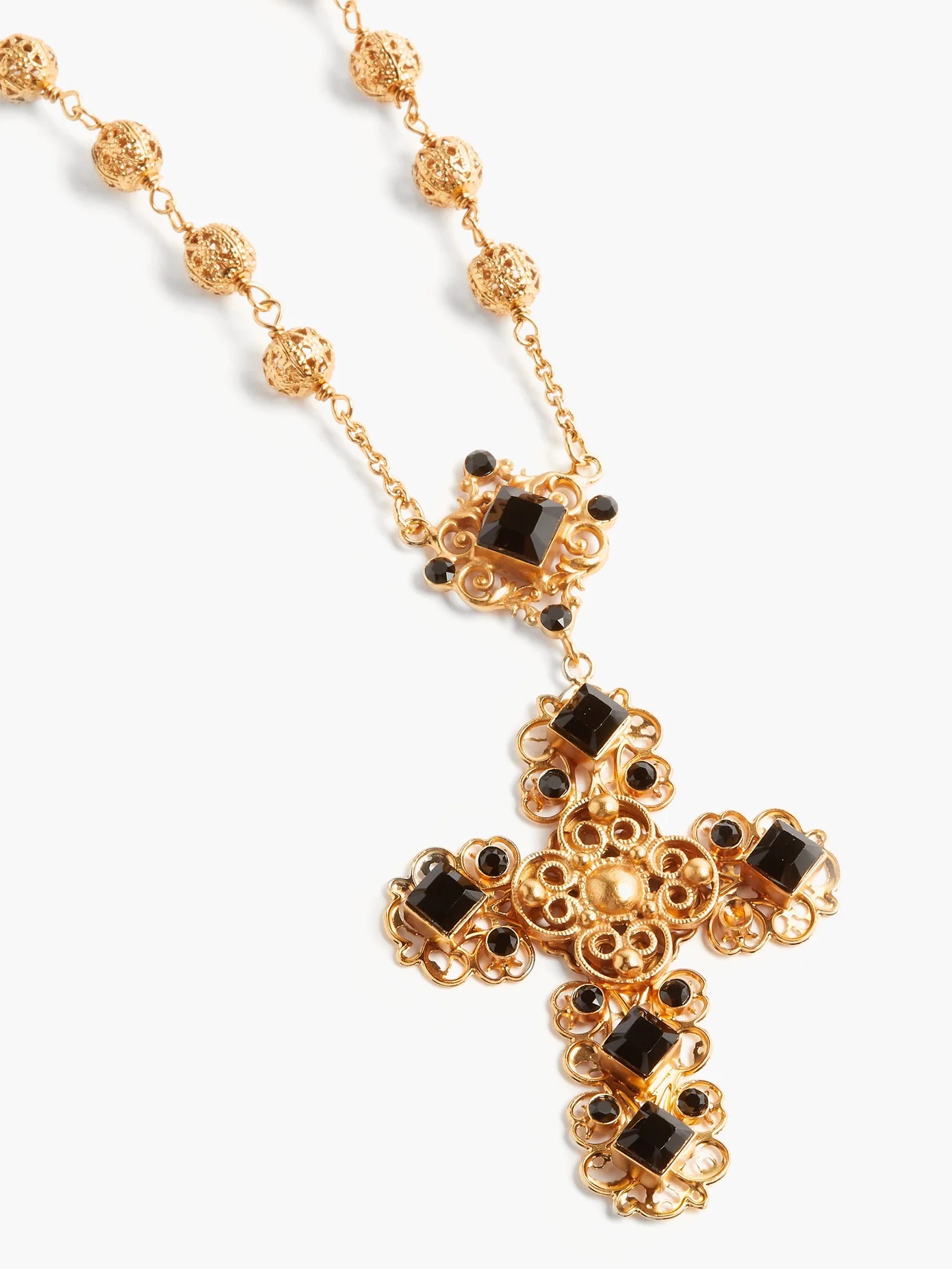 Beaded crystal-embellished cross-pendant necklace - 3