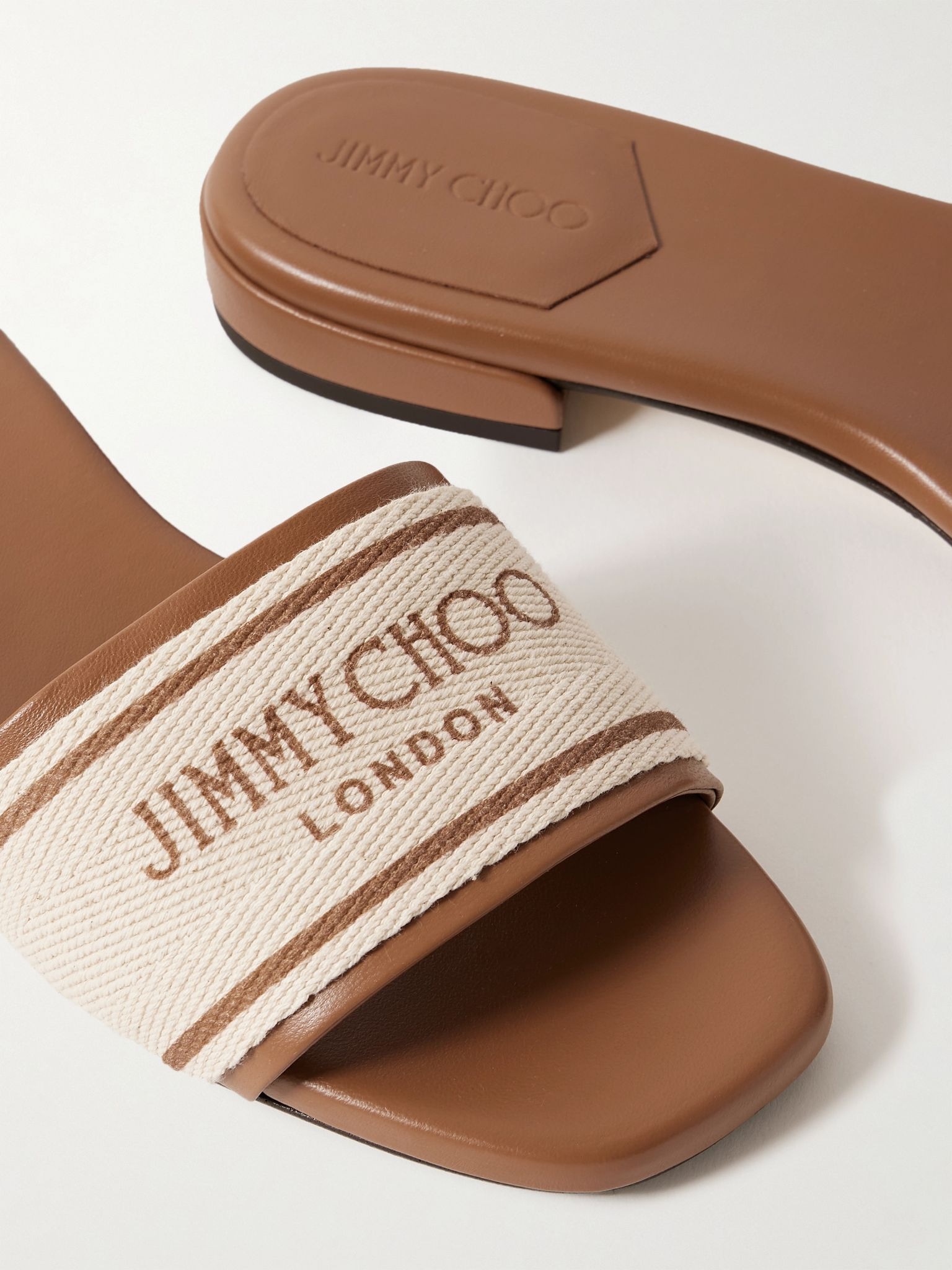 Joa canvas and leather slides Tan - 4