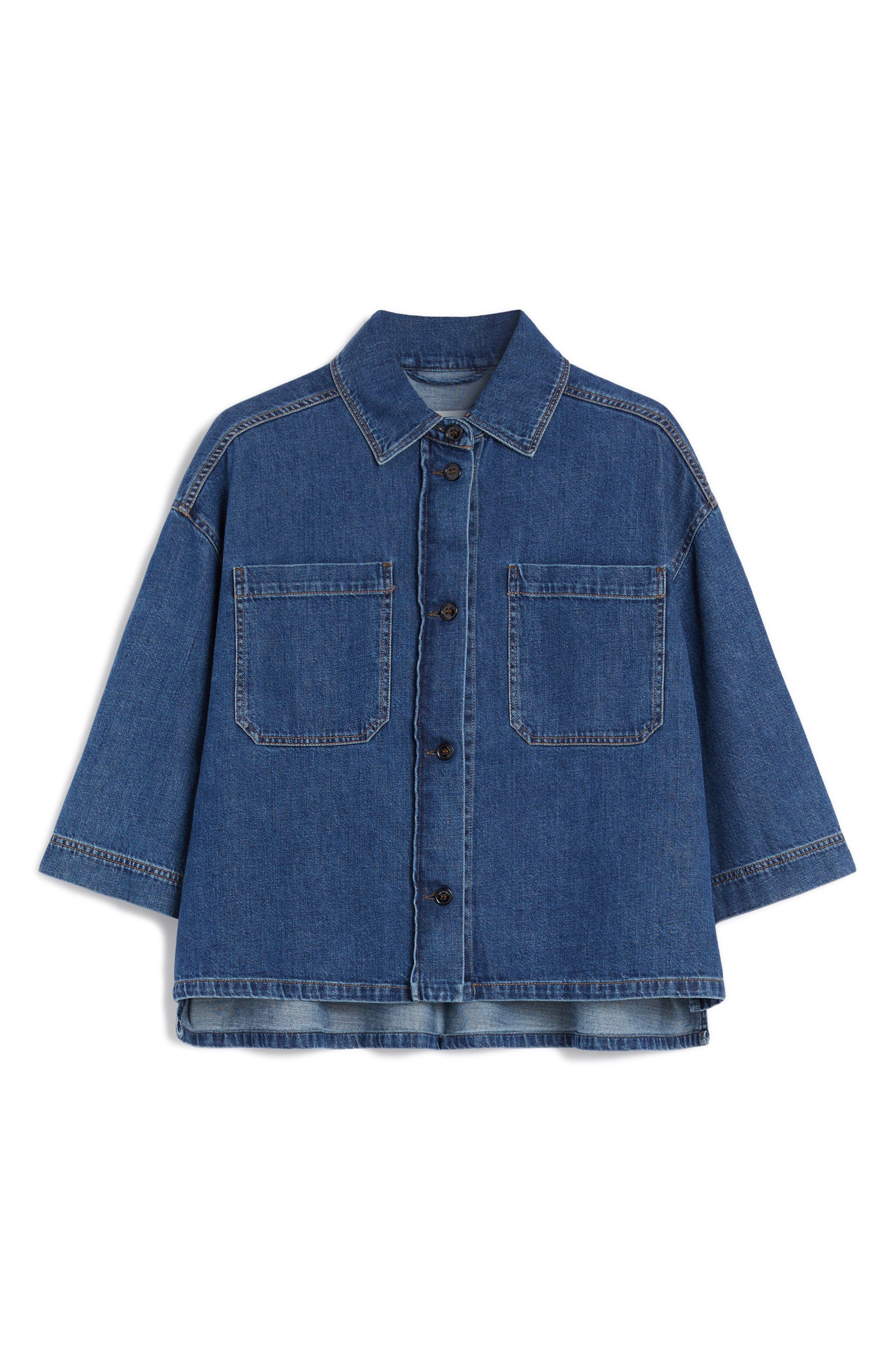 Weekend Max Mara Enza Boxy Denim Button-Up Shirt in Navy at Nordstrom - 3