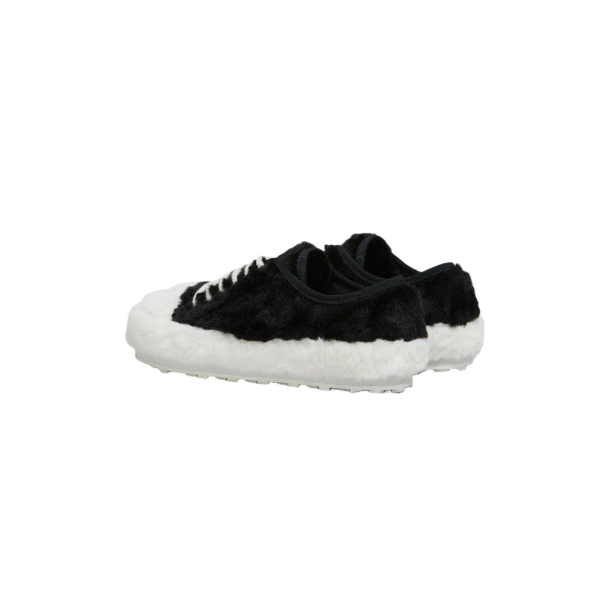 WOMEN'S FLUFFY SNEAKERS (BLACK/WHITE) - 2