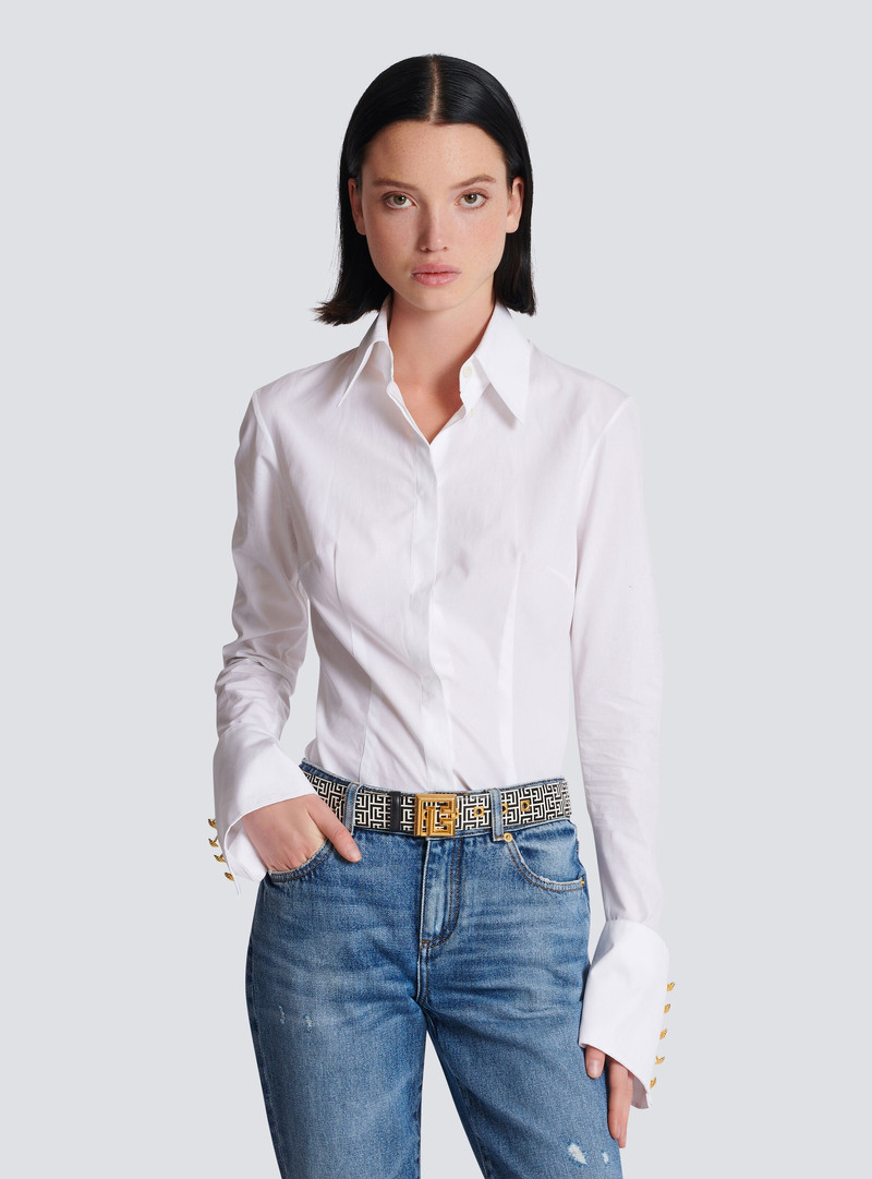 Balmain PB belt in monogrammed embossed calfskin outlook