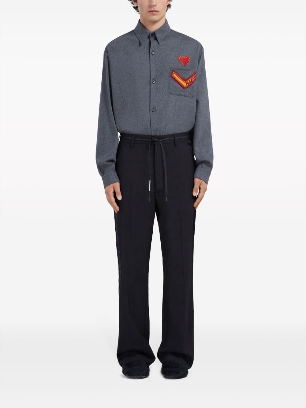 satin-stripe trim trousers - 2