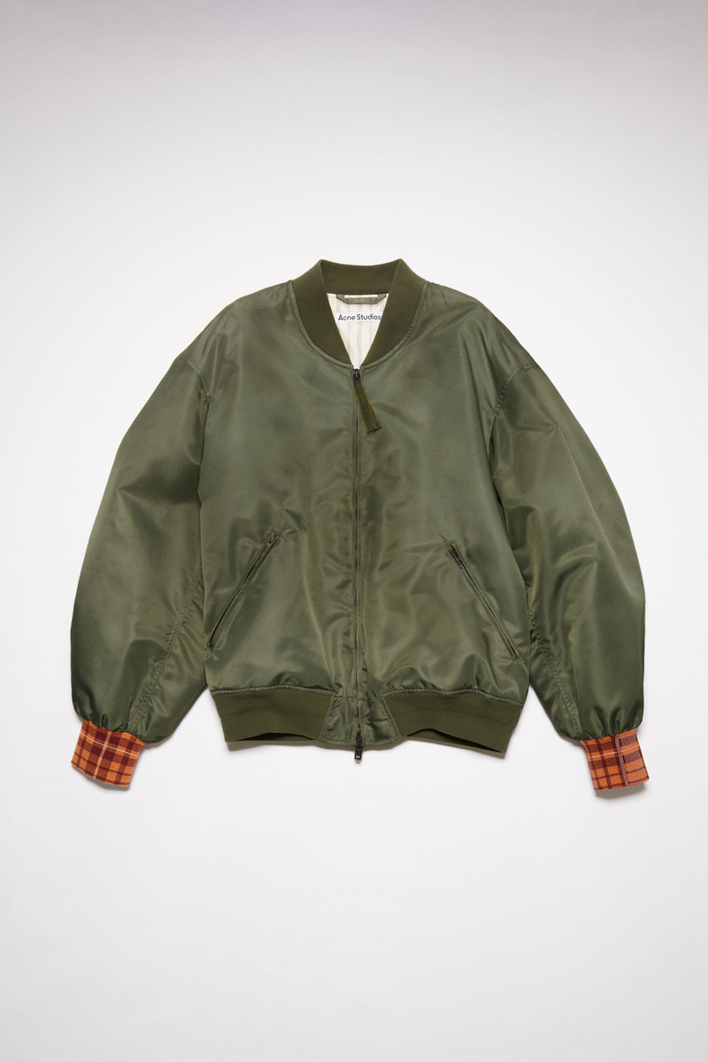 Satin bomber jacket - Olive green - 1