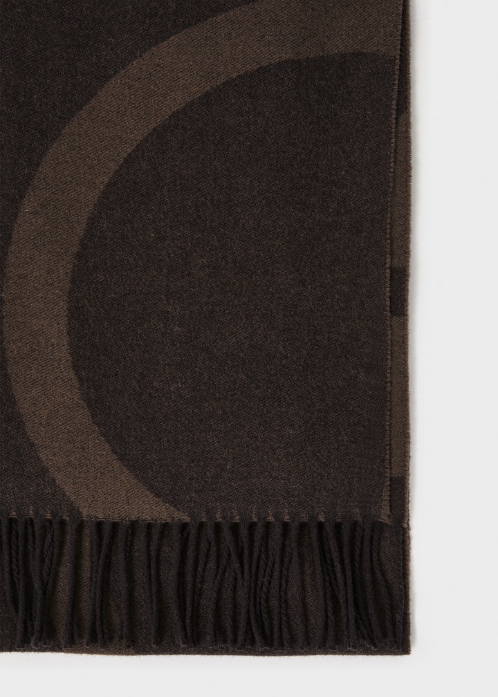 Monogram jacquard wool scarf dark brown - 6
