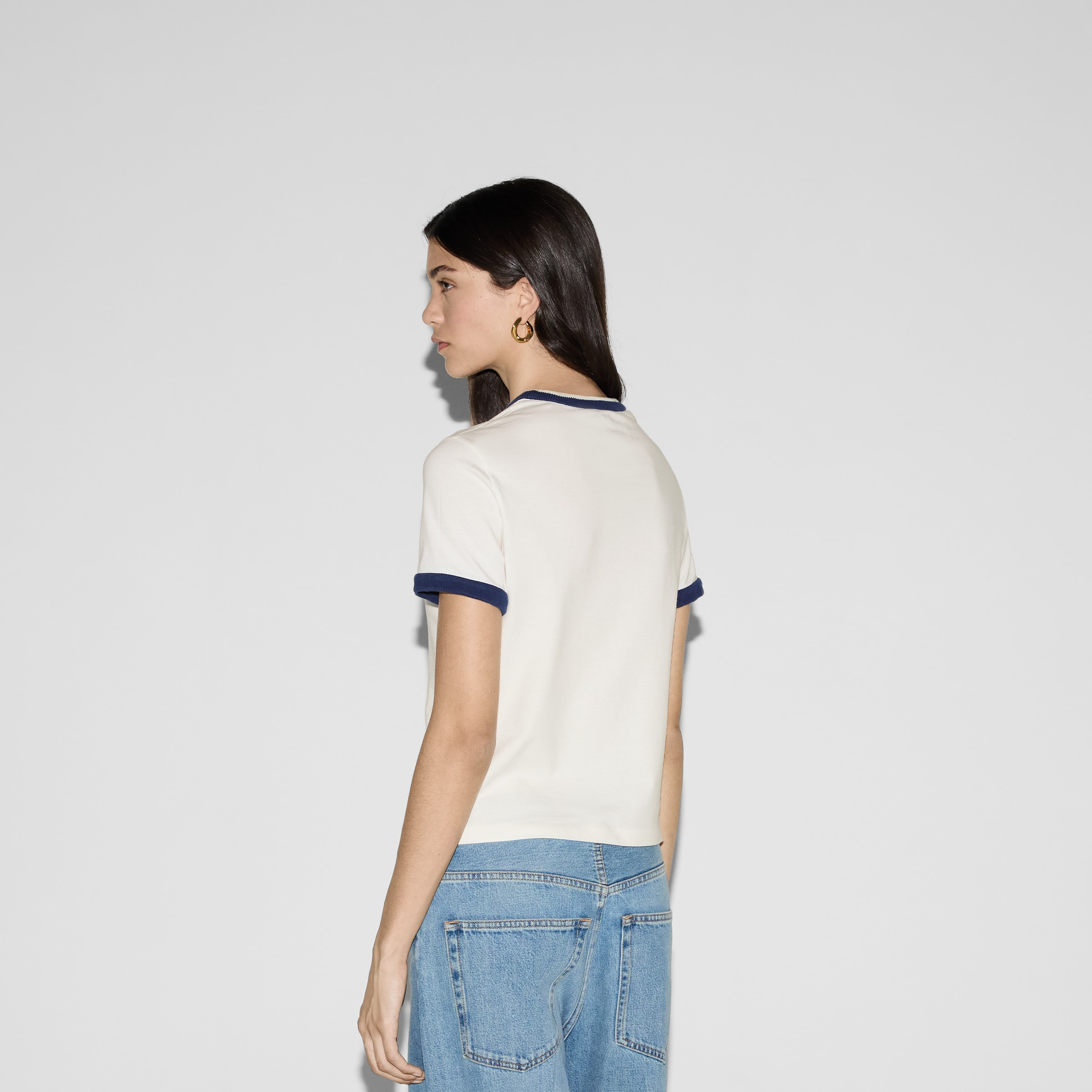Cotton jersey T-shirt with Gucci embroidery - 4