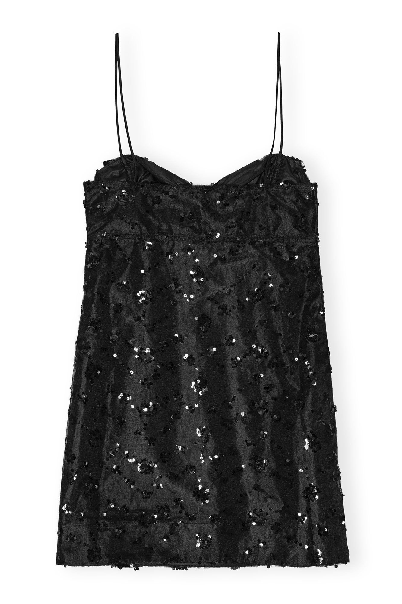 BLACK SEQUINS LACE MINI DRESS - 1