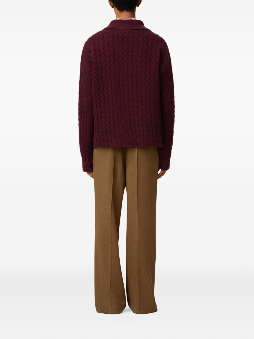 cable-knit wool polo shirt - 5