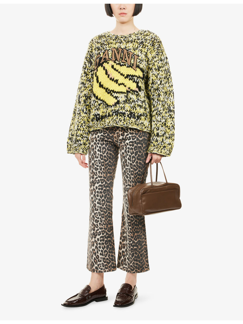 GANNI Relaxed-Fit Embroidered-Logo Wool Jumper outlook