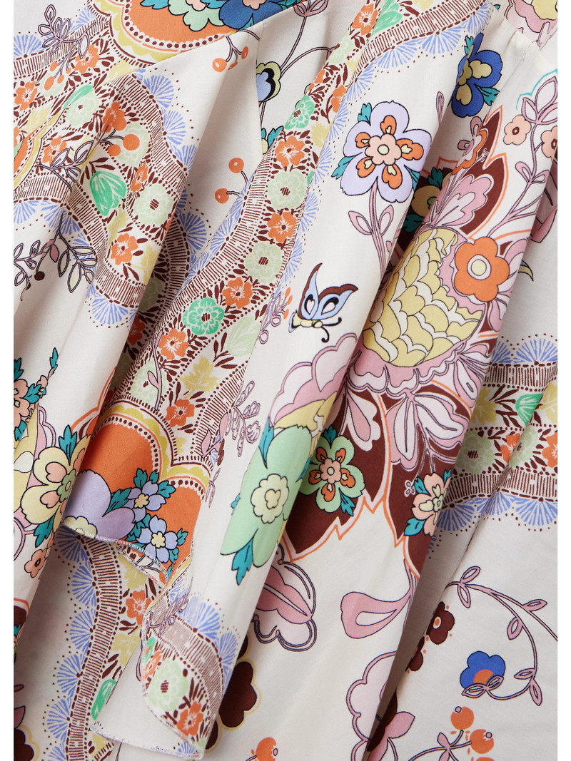 Asymmetric Floral-print Cotton-poplin Midi Skirt 4