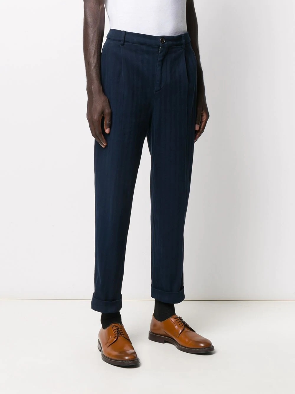 navy straight-leg trousers - 3