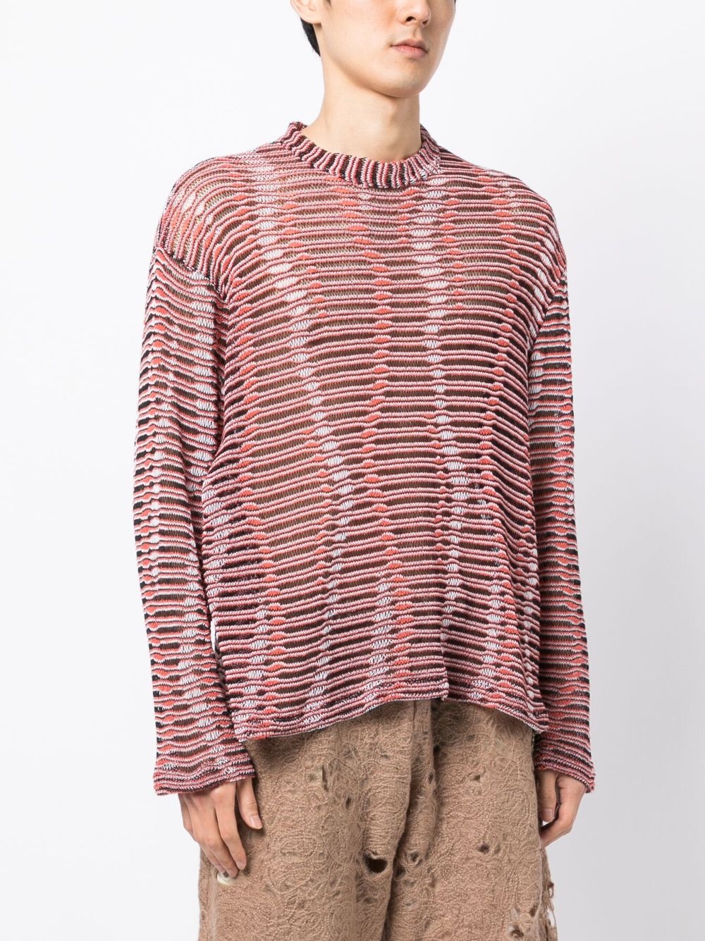 open-knit striped sweatshirt - 3