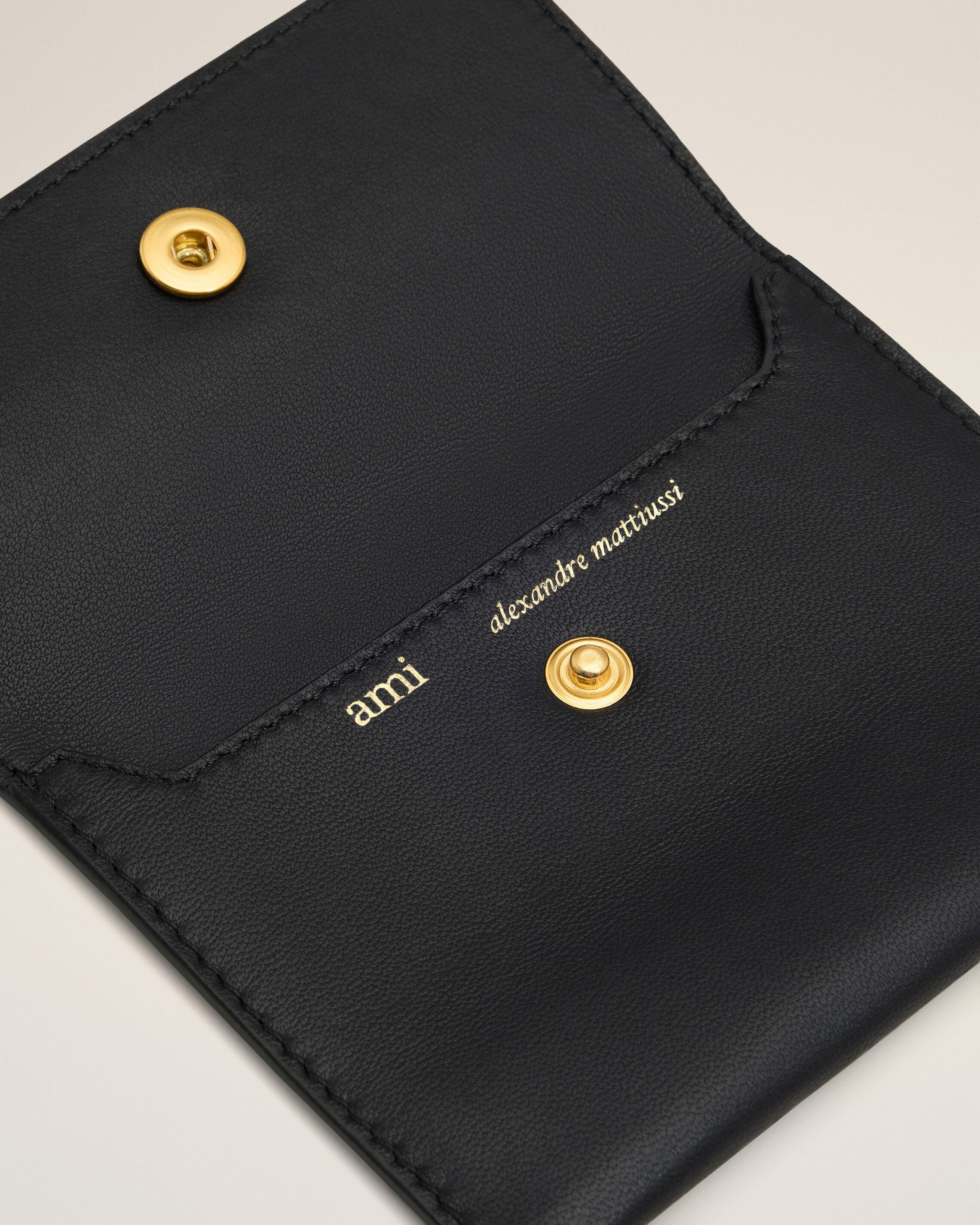 BLACK LEATHER CARROUSEL FOLDED CARD HOLDER - 3