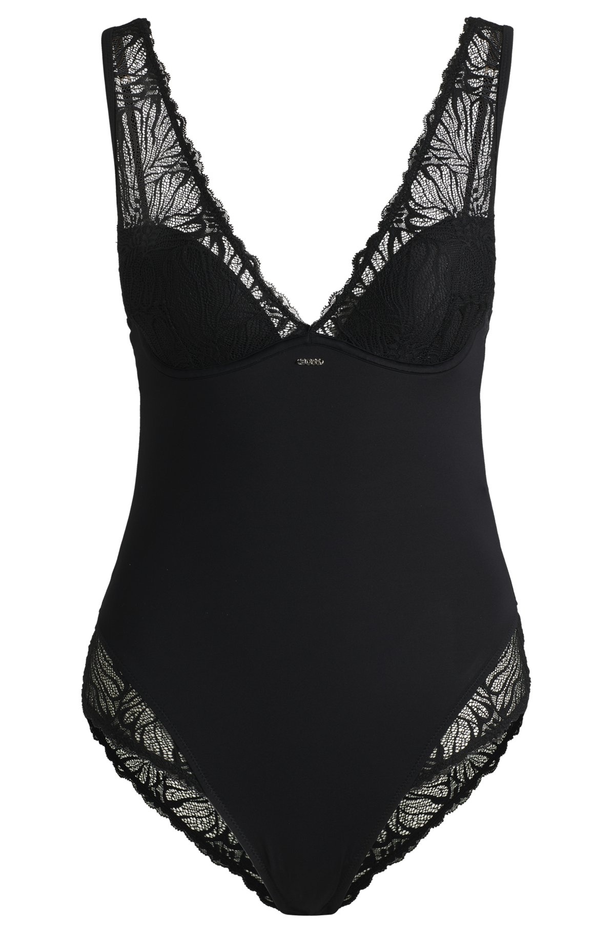 LACE-TRIM BODYSUIT WITH LOGO DETAIL - 1