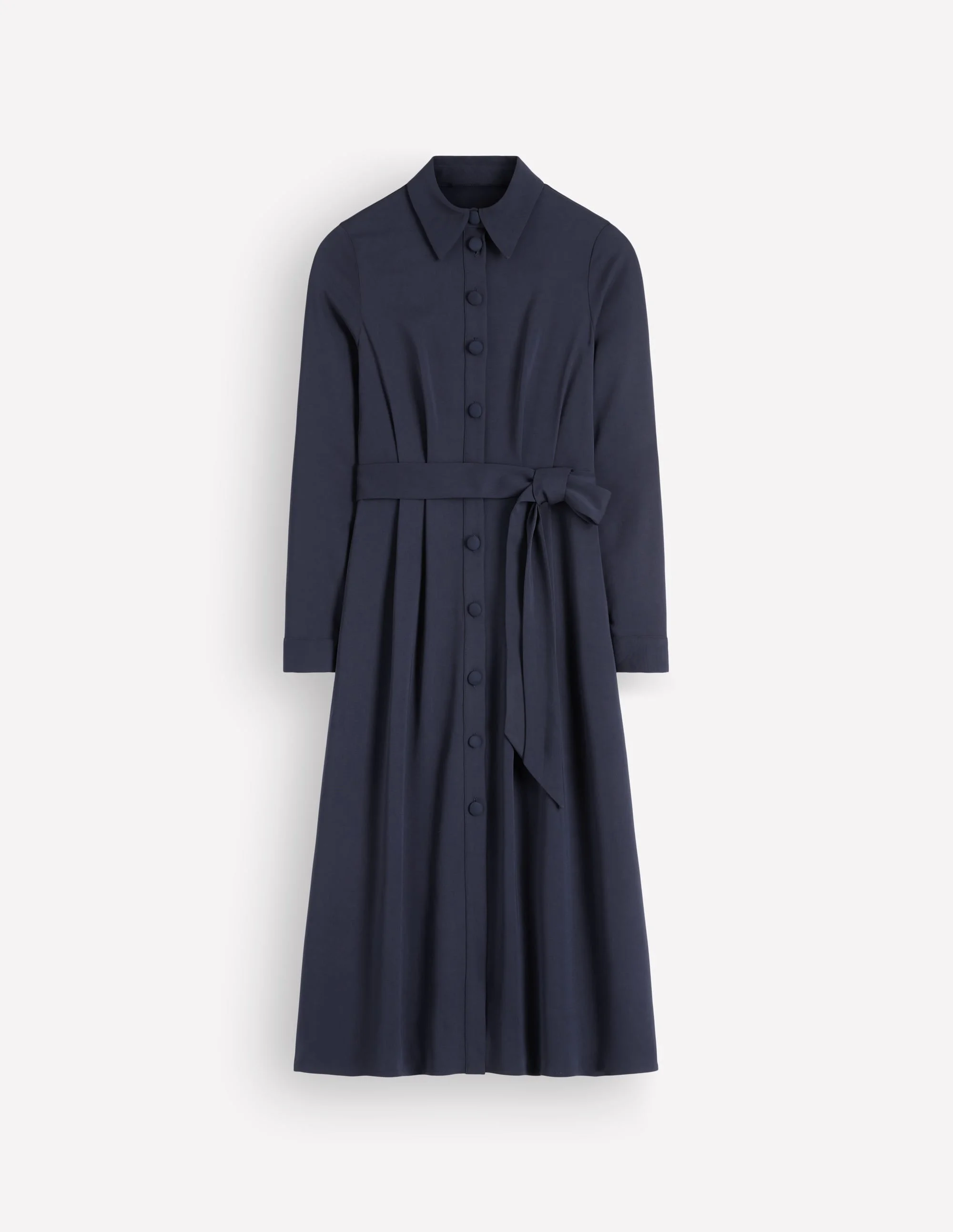 Kate Pleated Shirt Dress-Navy - 1