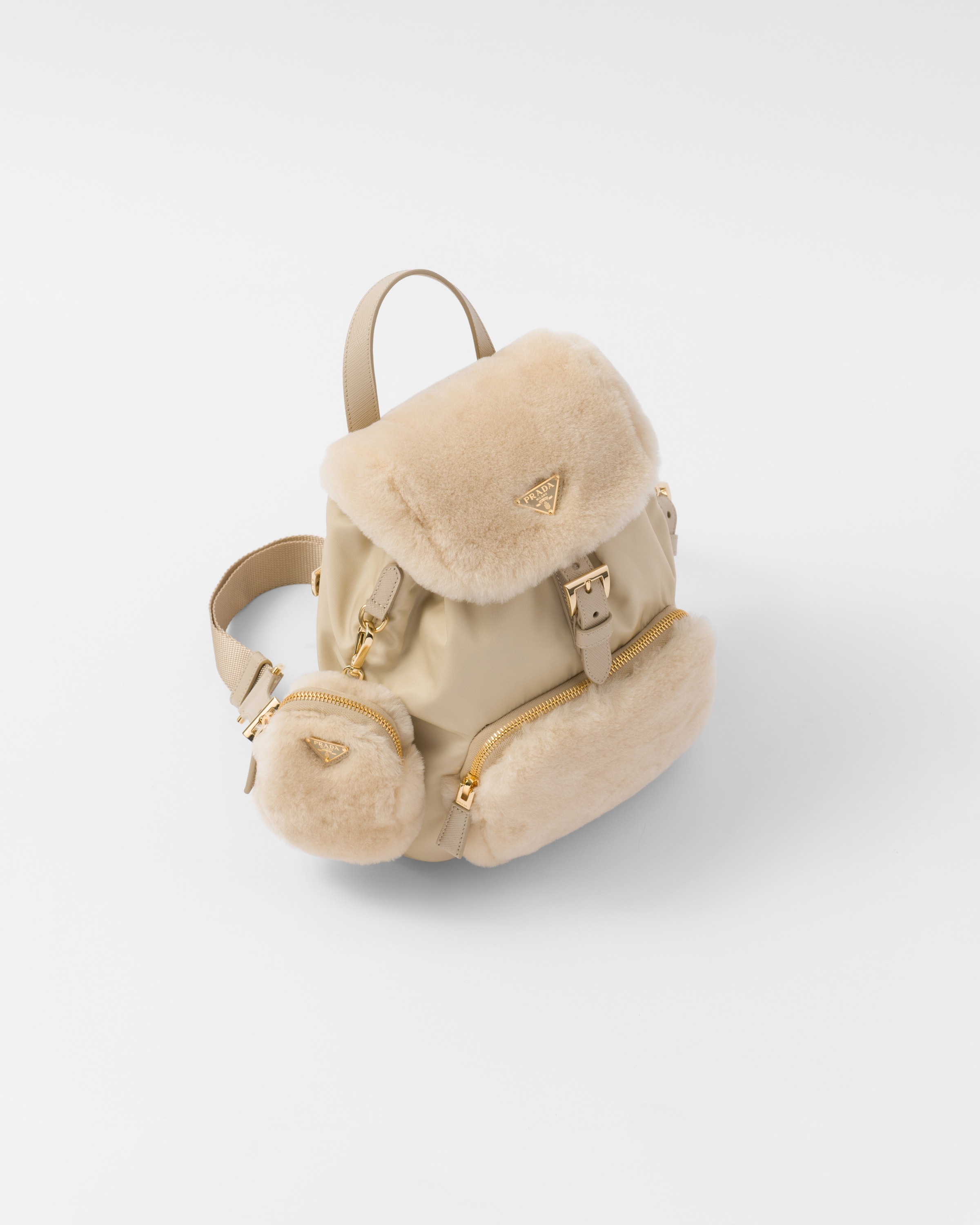Re-Nylon and shearling backpack - 2
