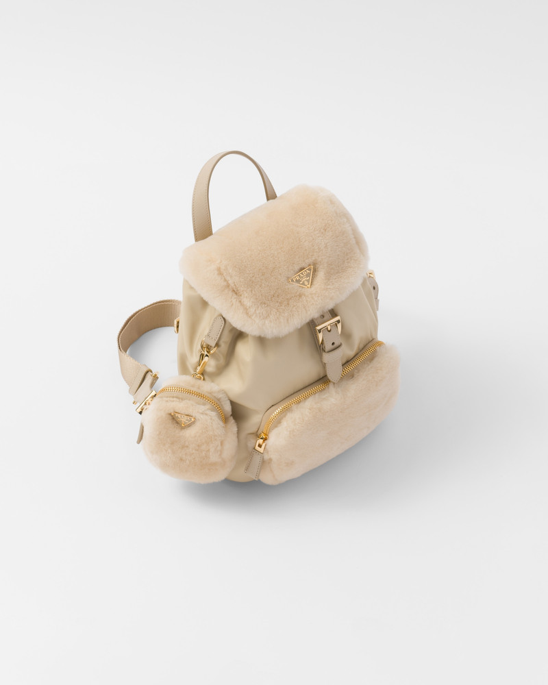 Prada Re-Nylon and shearling backpack outlook