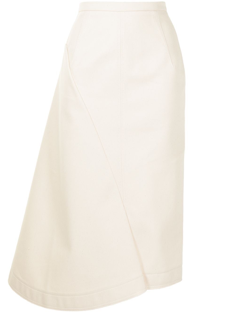 asymmetric panelled midi skirt - 1