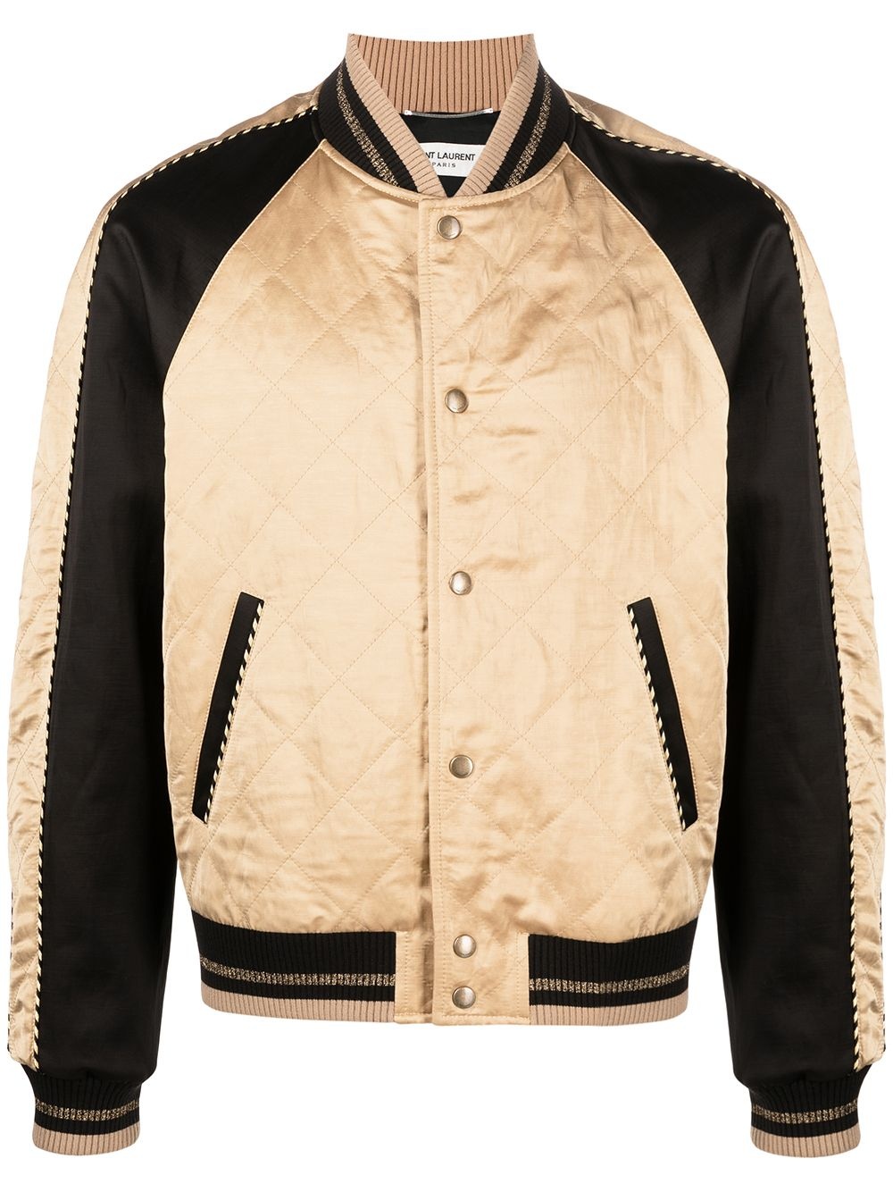 diamond pattern bomber jacket - 1