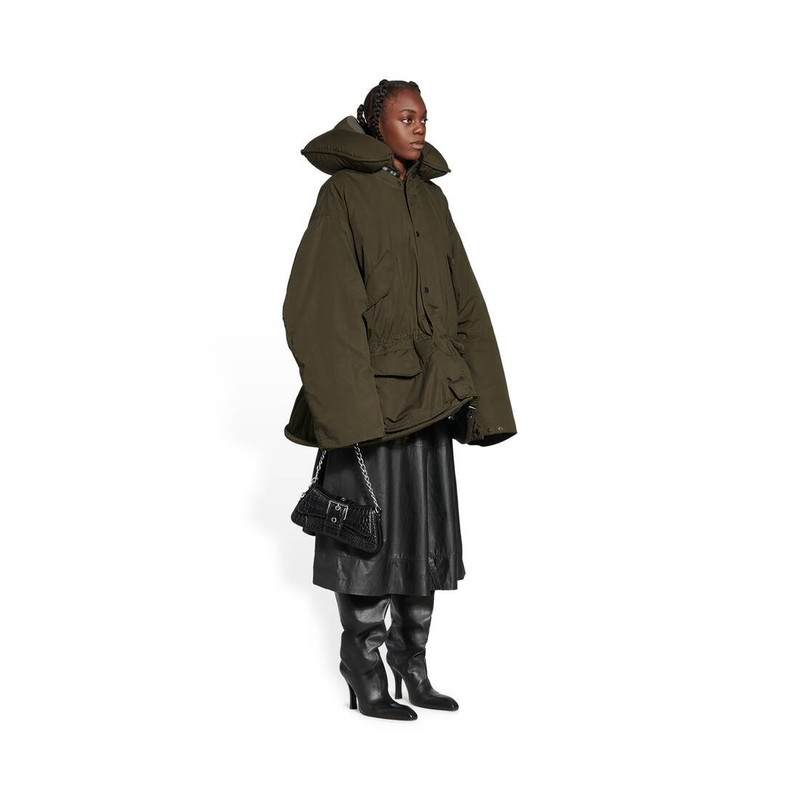 BALENCIAGA Women's Lindsay Small Shoulder Bag With Strap Crocodile Embossed in Black outlook