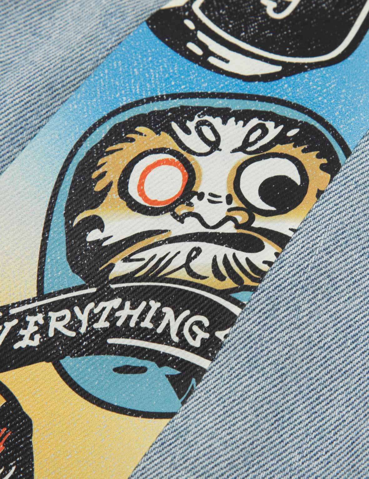 GAMING DARUMA DAICOCK PRINT RELAX FIT SHORT-SLEEVE DENIM SHIRT - 7