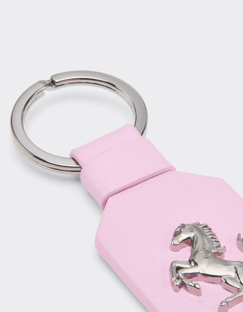 Leather keychain with prancing horse 4