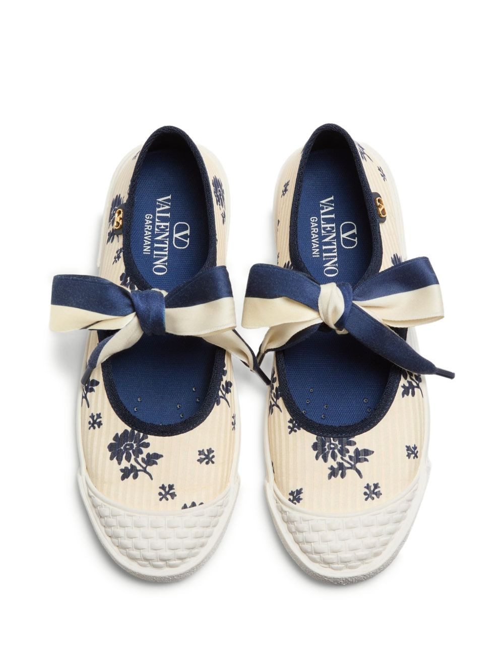 VLogo-plaque floral-print ballerina shoes - 4