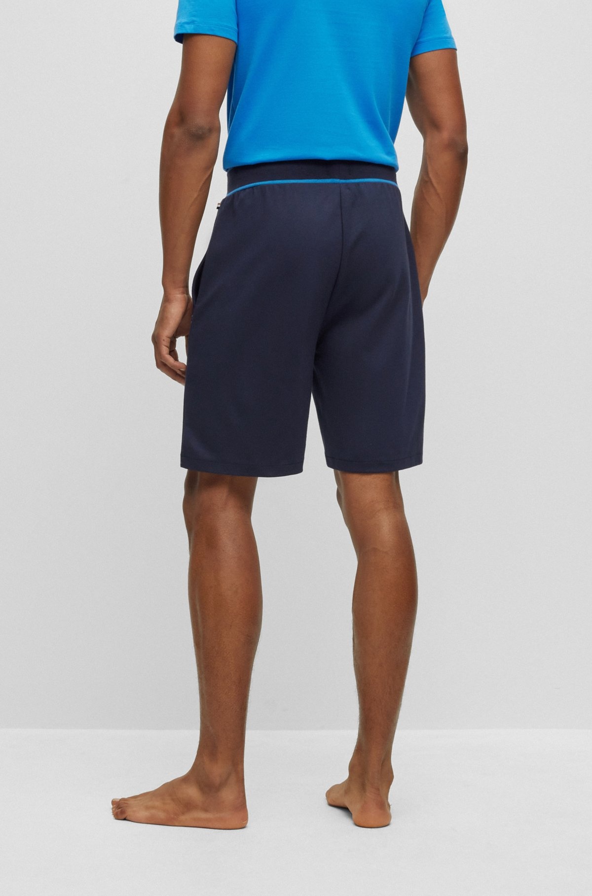 EMBROIDERED-LOGO LOUNGEWEAR SHORTS IN COTTON-BLEND PIQUÉ - 4