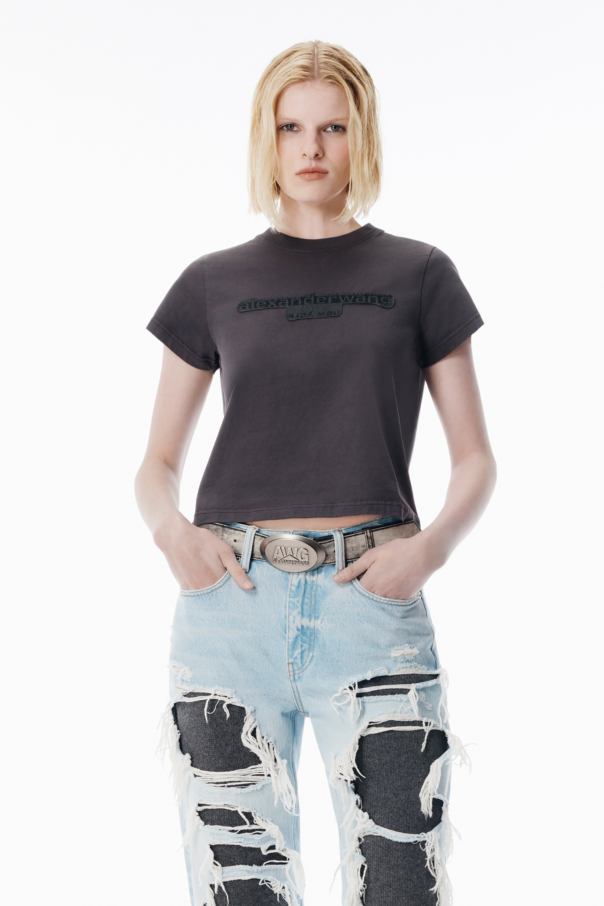 Washed Grey Jersey Tee - 2