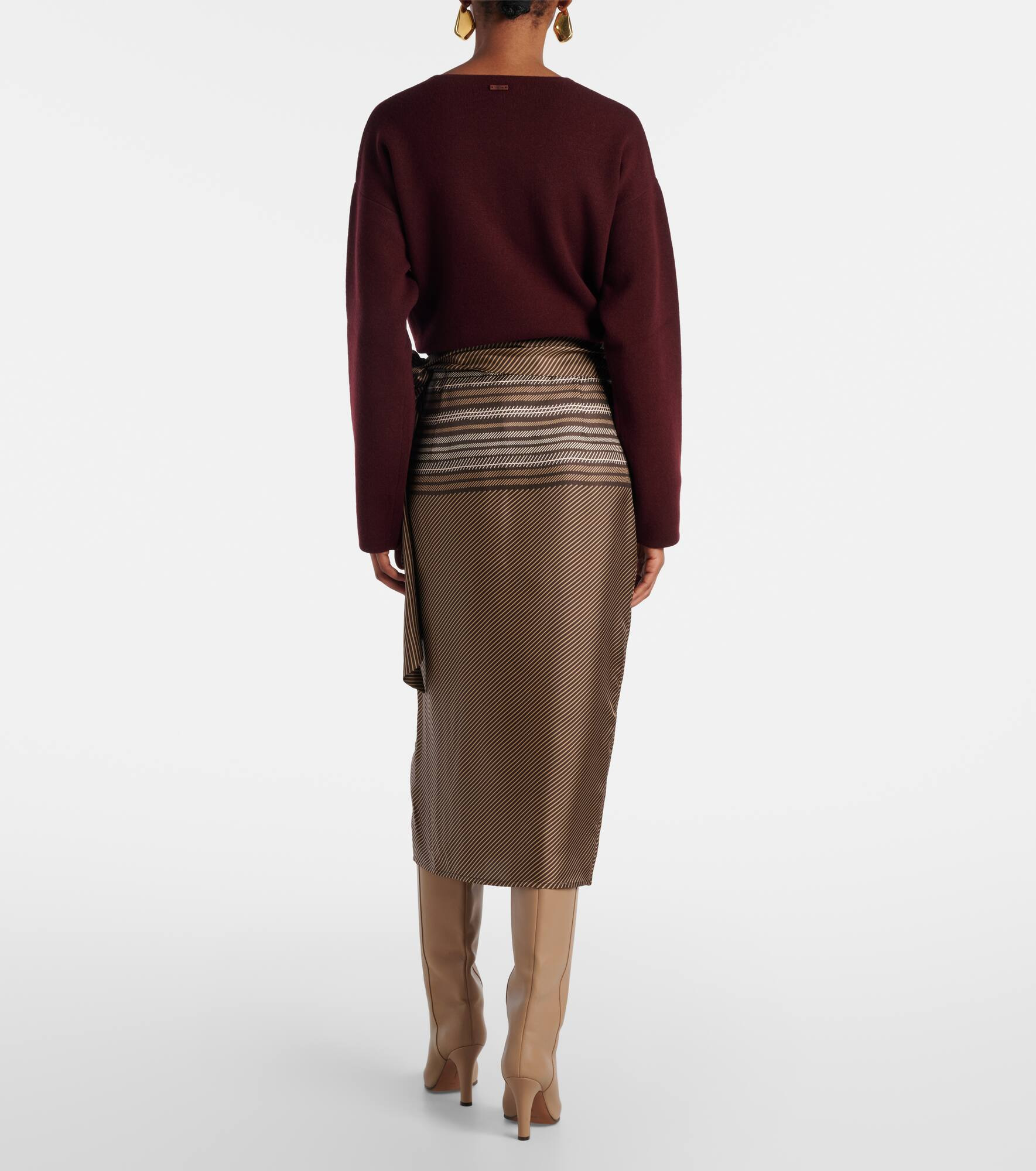 Edro striped silk wrap skirt - 3