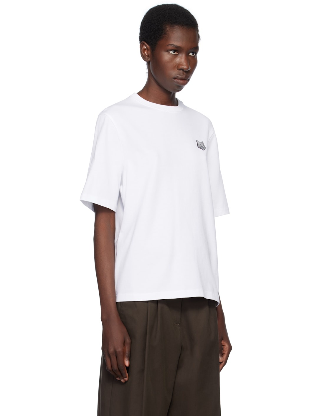 White Bold Fox Head Patch Comfort T-shirt - 2