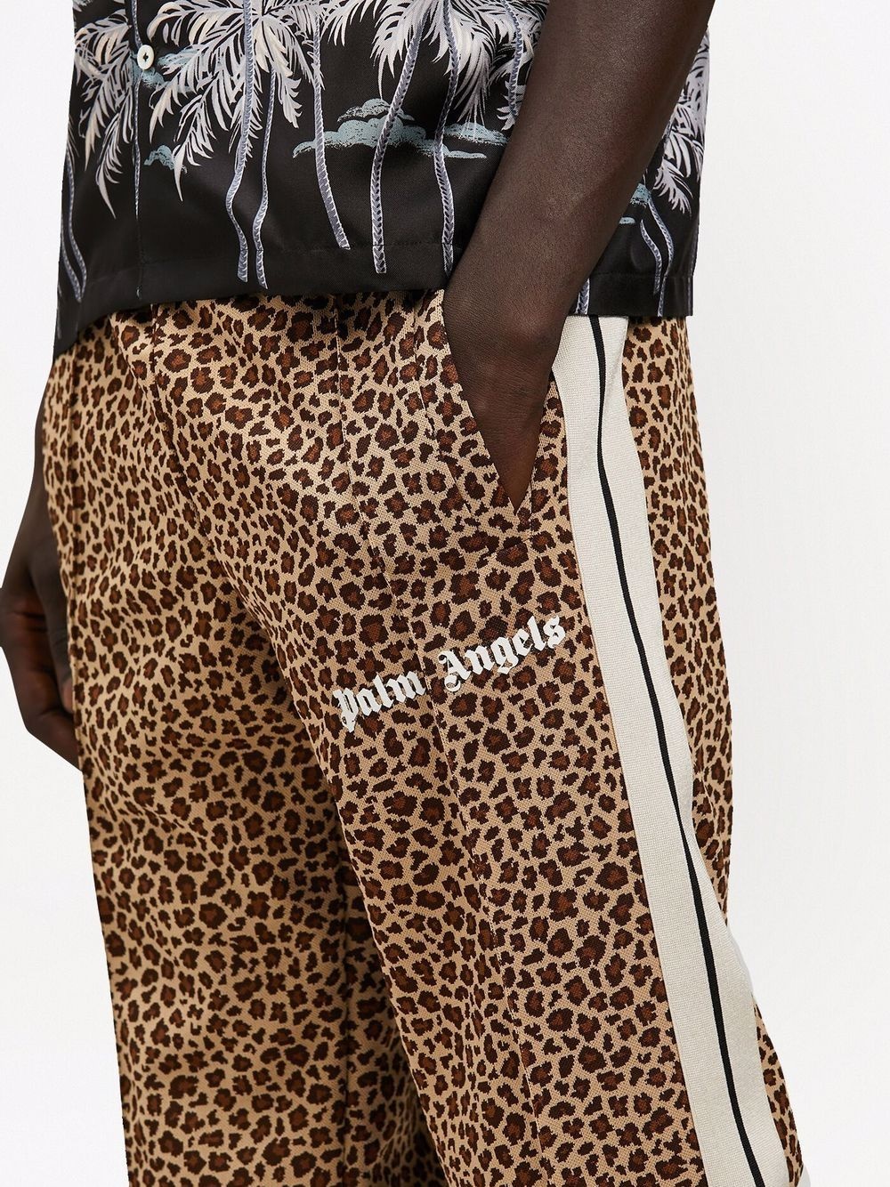 leopard print jacquard track pants - 6