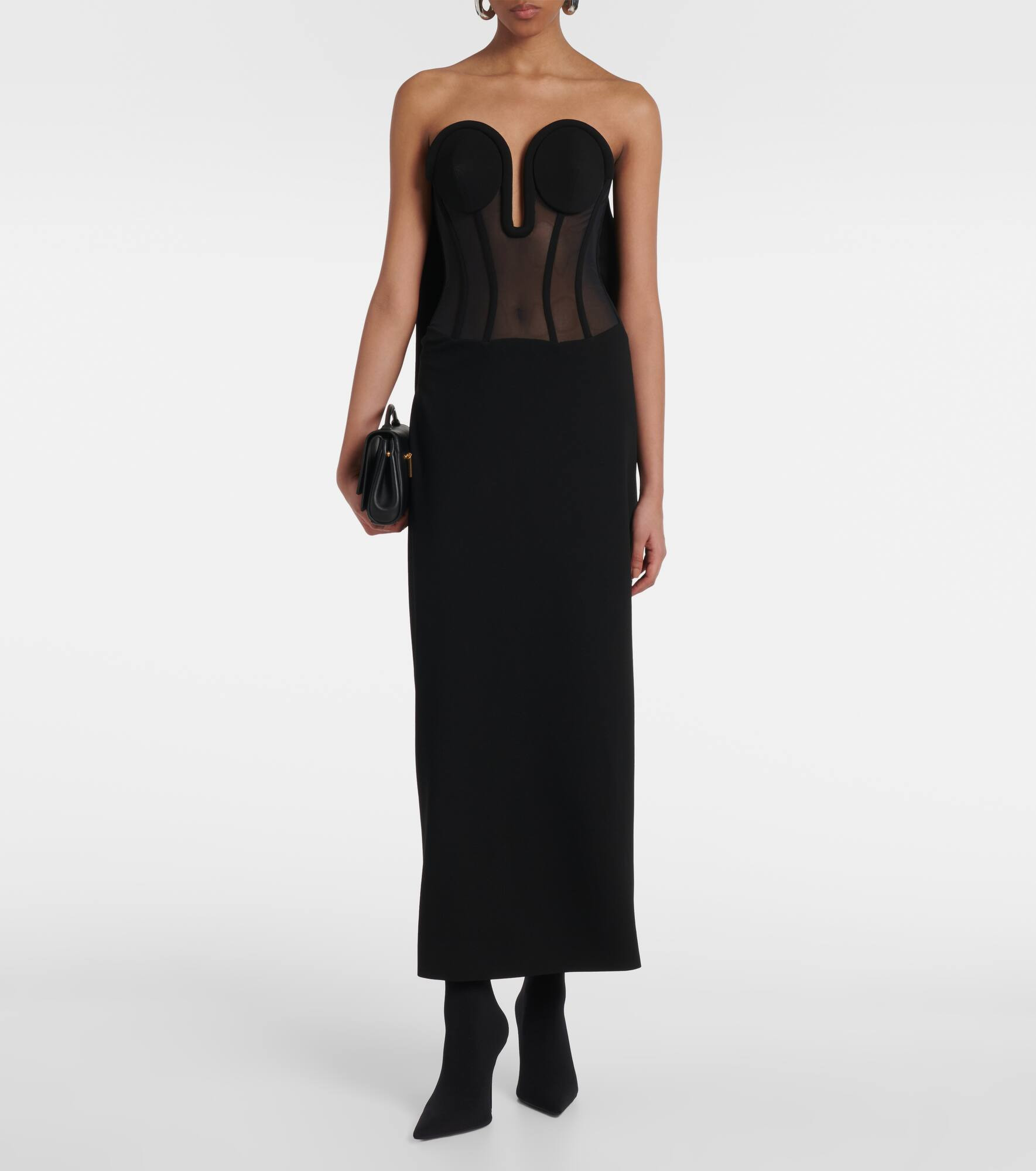 Crêpe and tulle corset maxi dress - 2