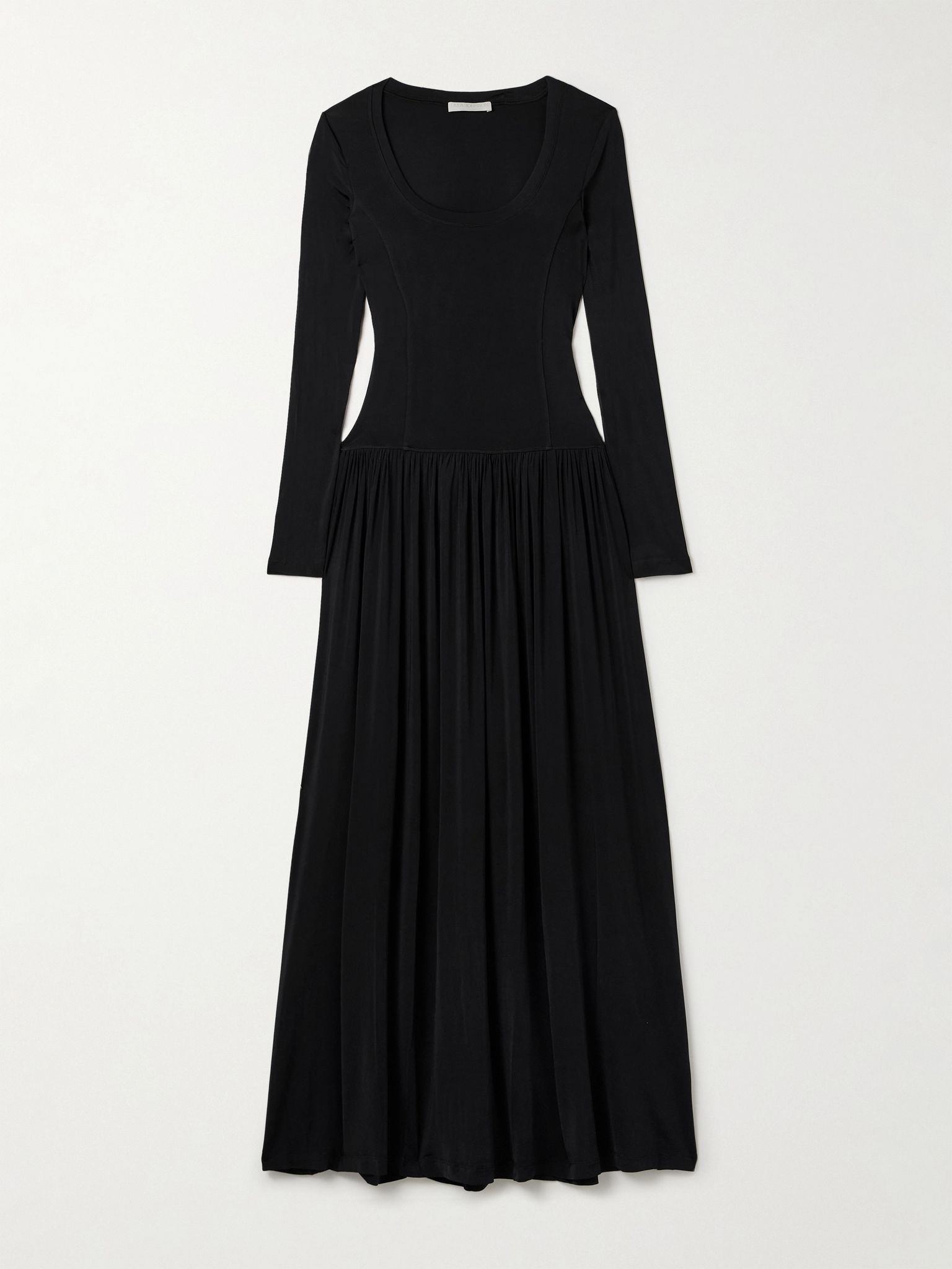 Amal gathered stretch-jersey maxi dress Black - 1