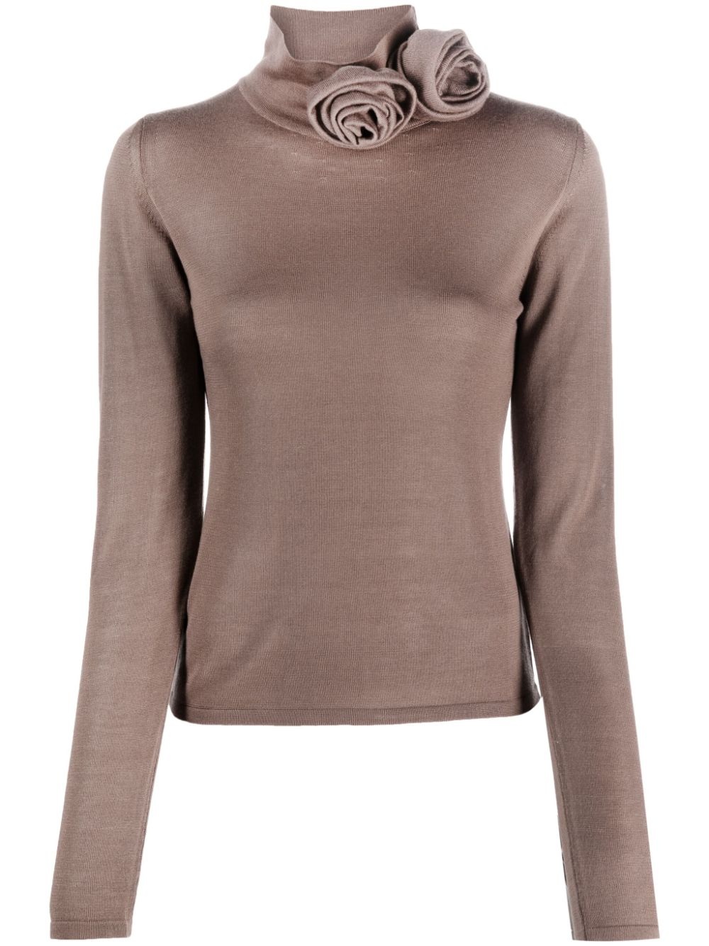 floral-appliquÃ© fine-knit T-shirt - 1