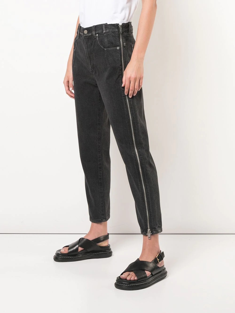 zip-detail cropped jeans - 3