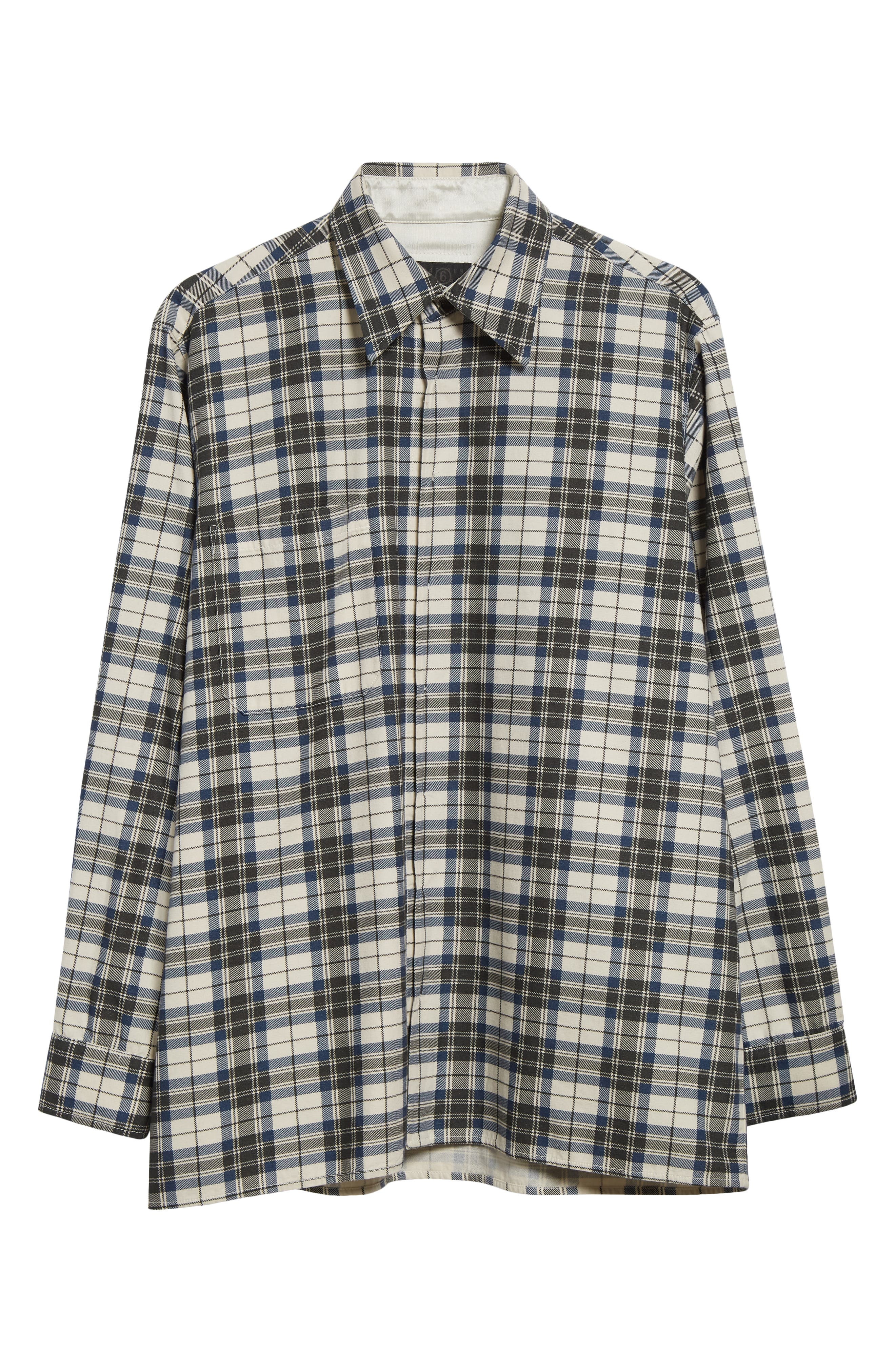 MM6 Maison Margiela Reversible Plaid Button-Up Shirt in Black/White at Nordstrom - 7
