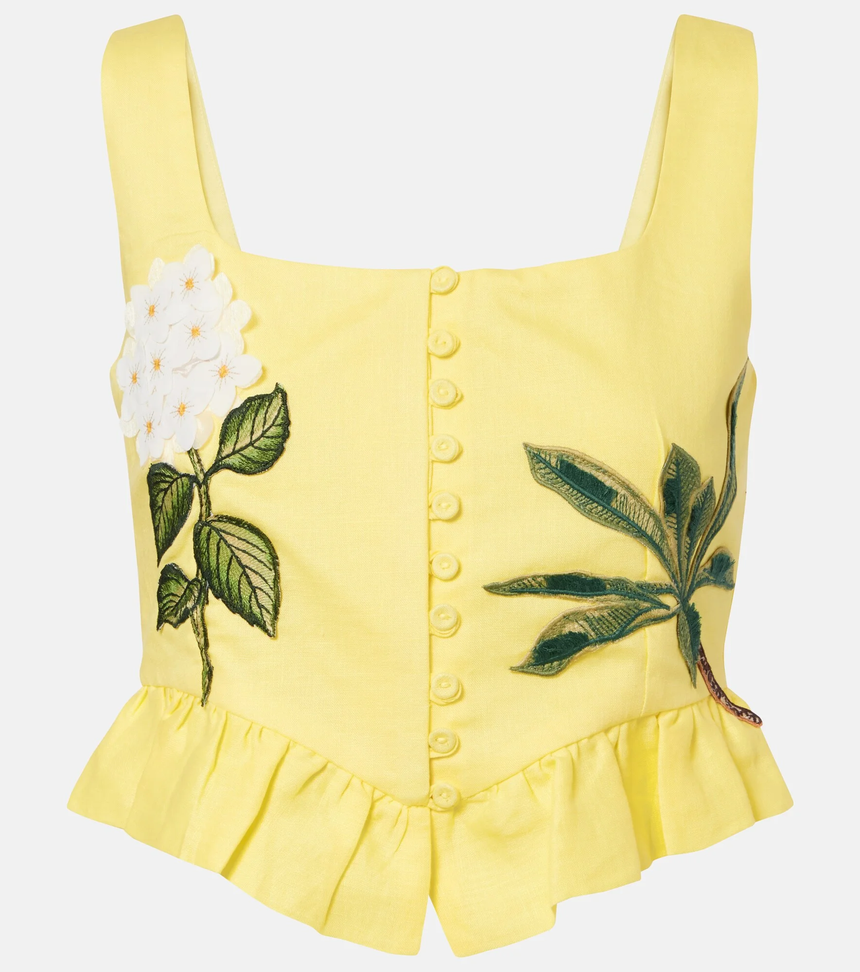Eslabón floral-appliqué linen crop top - 1