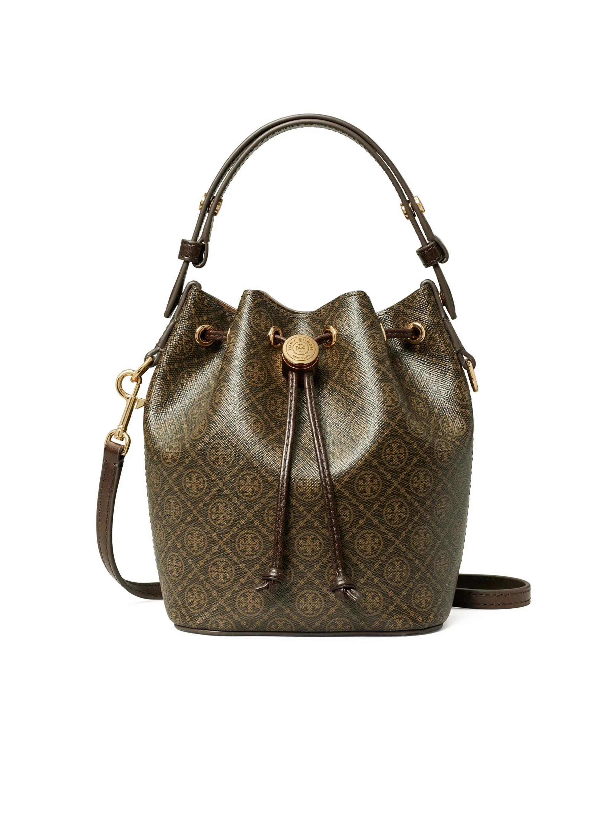 Women's Mini T-Monogram Canvas Bucket Bag - French Press - 1