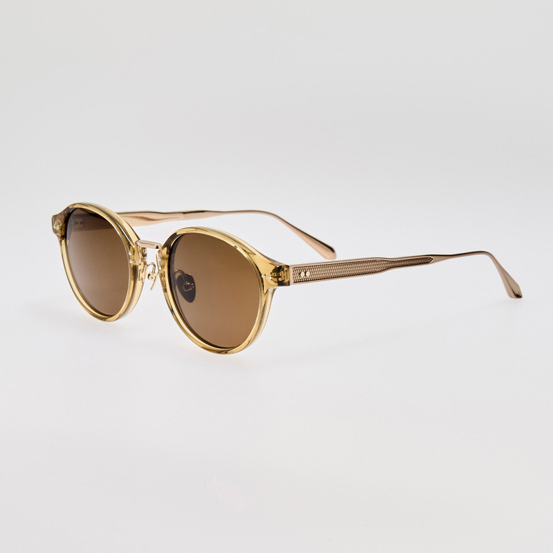 LINDA FARROW Marco Sunglasses in Khaki and Gold outlook