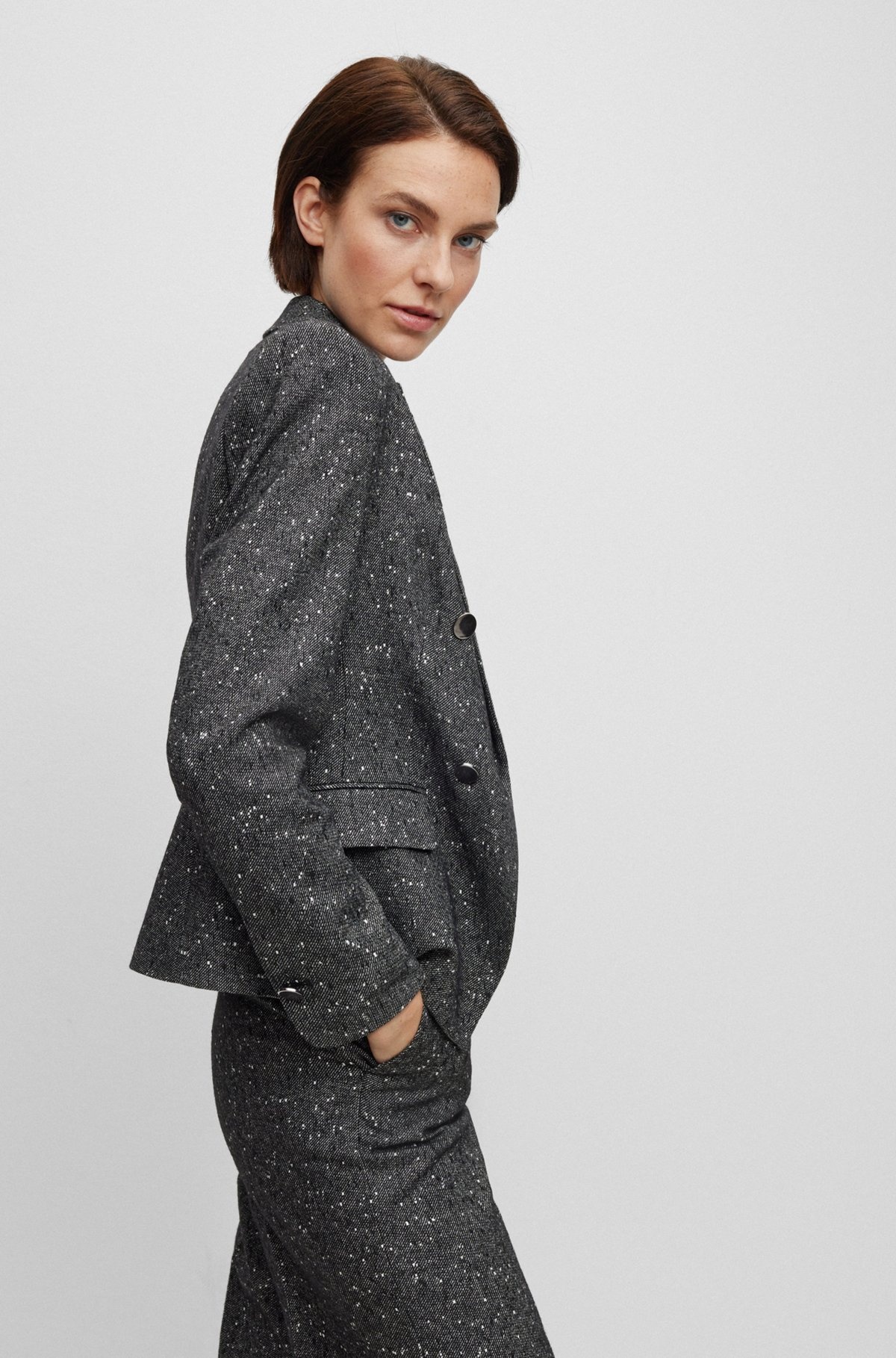 SLIM-FIT JACKET IN STRUCTURED TWEED - 6