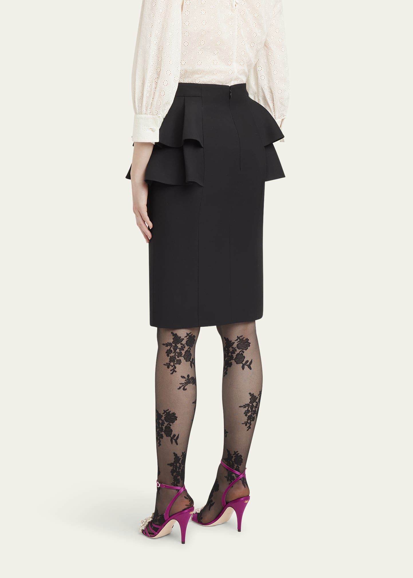 Tiered Peplum Midi Wool Skirt - 3