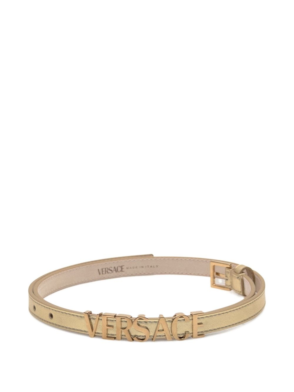 logo-plaque leather belt - 1