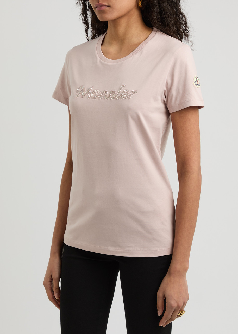 Moncler Logo-embroidered Beaded Cotton T-shirt - 2