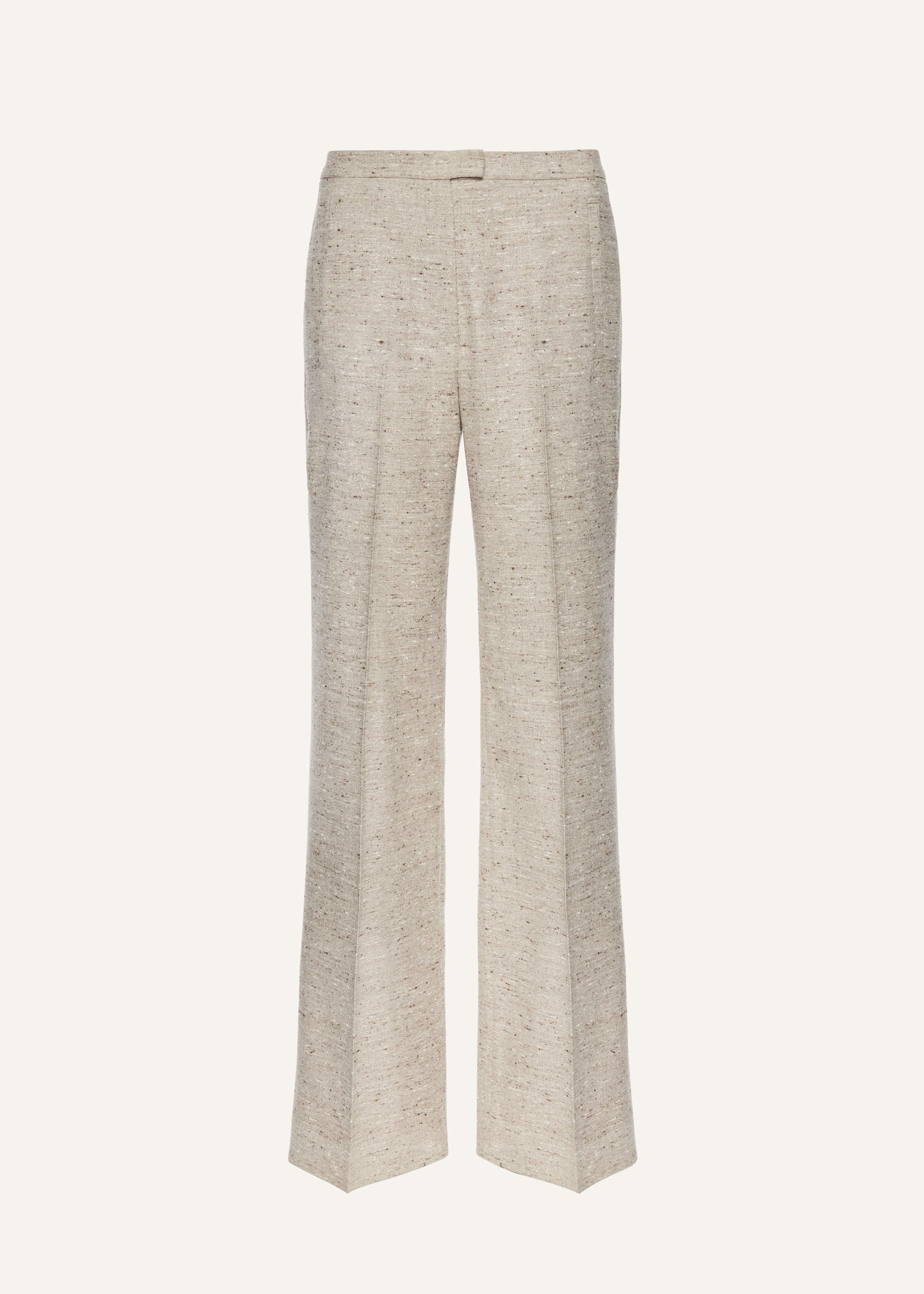 Straight-leg silk blend trousers in beige melange - 1