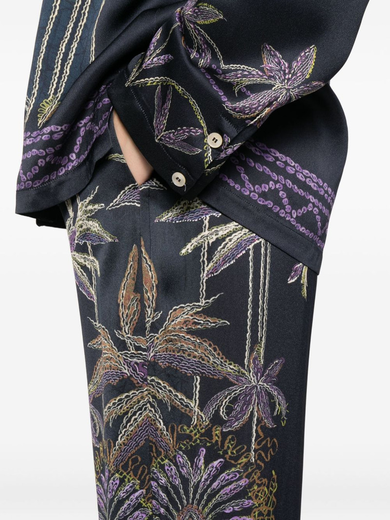 floral-embroidered trousers 5