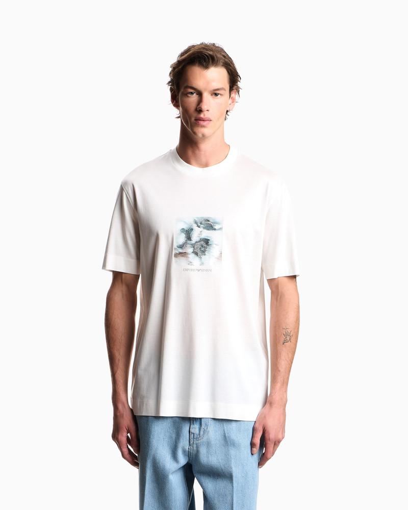 EMPORIO ARMANI LYOCELL-BLEND JERSEY T-SHIRT WITH PRINTED AND EMBROIDERED GRAPHICS outlook