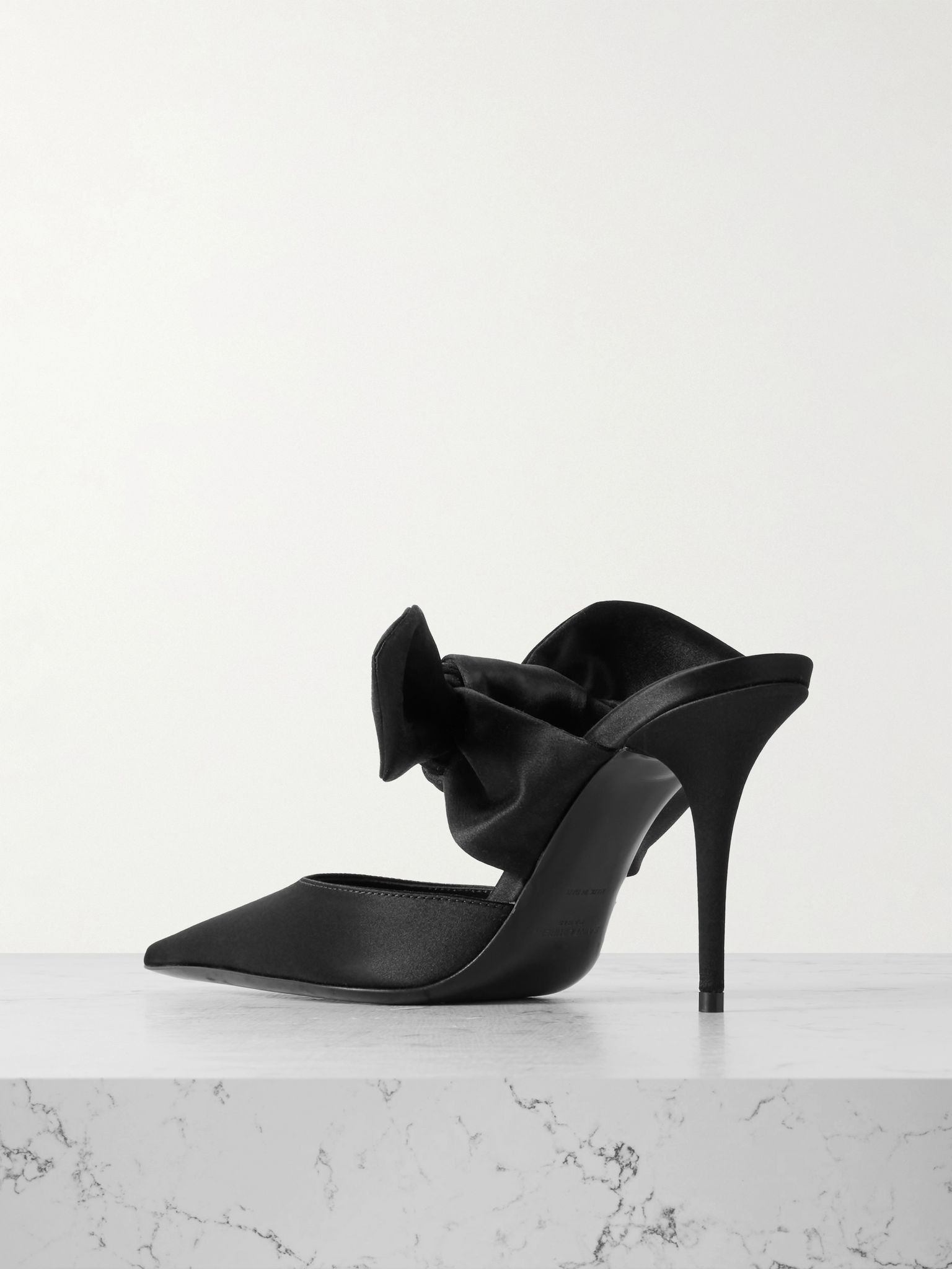 Barbara bow-detailed satin mules Black - 3